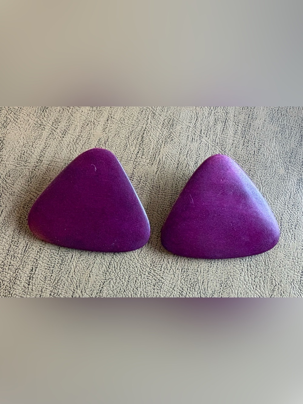 Vintage 1980s Purple Wooden Statement Earrings